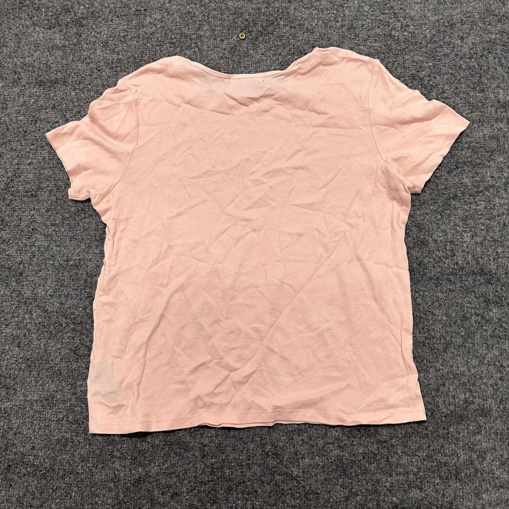 Lauren Ralph Lauren T-Shirt Womens Size L Pink Rhinestone Crest Cotton Tee